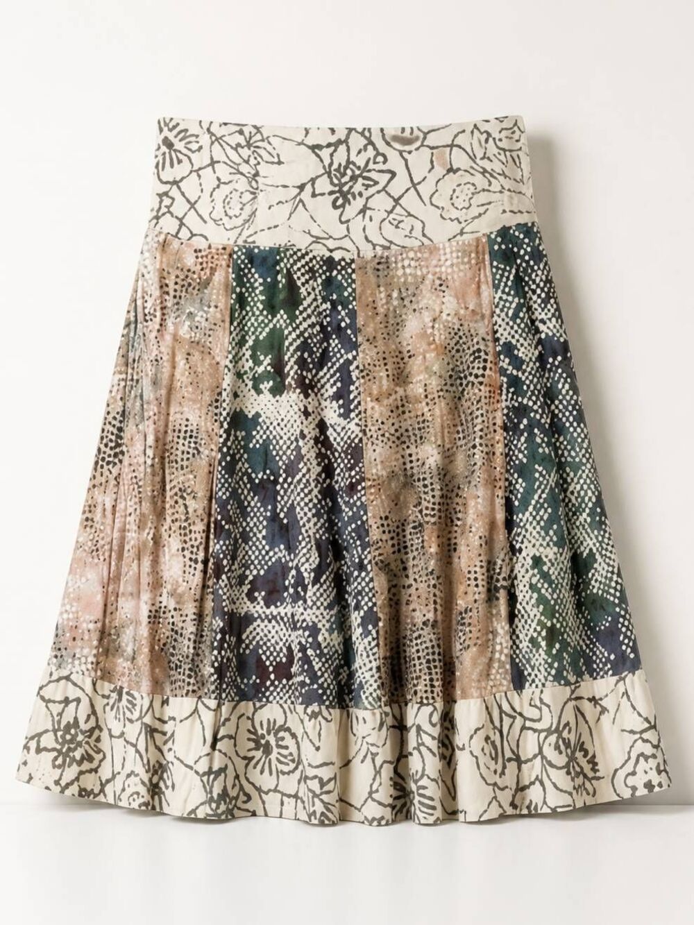 🔺️Vintage Santiki Cream Rayon Boho Panel Skirt Large